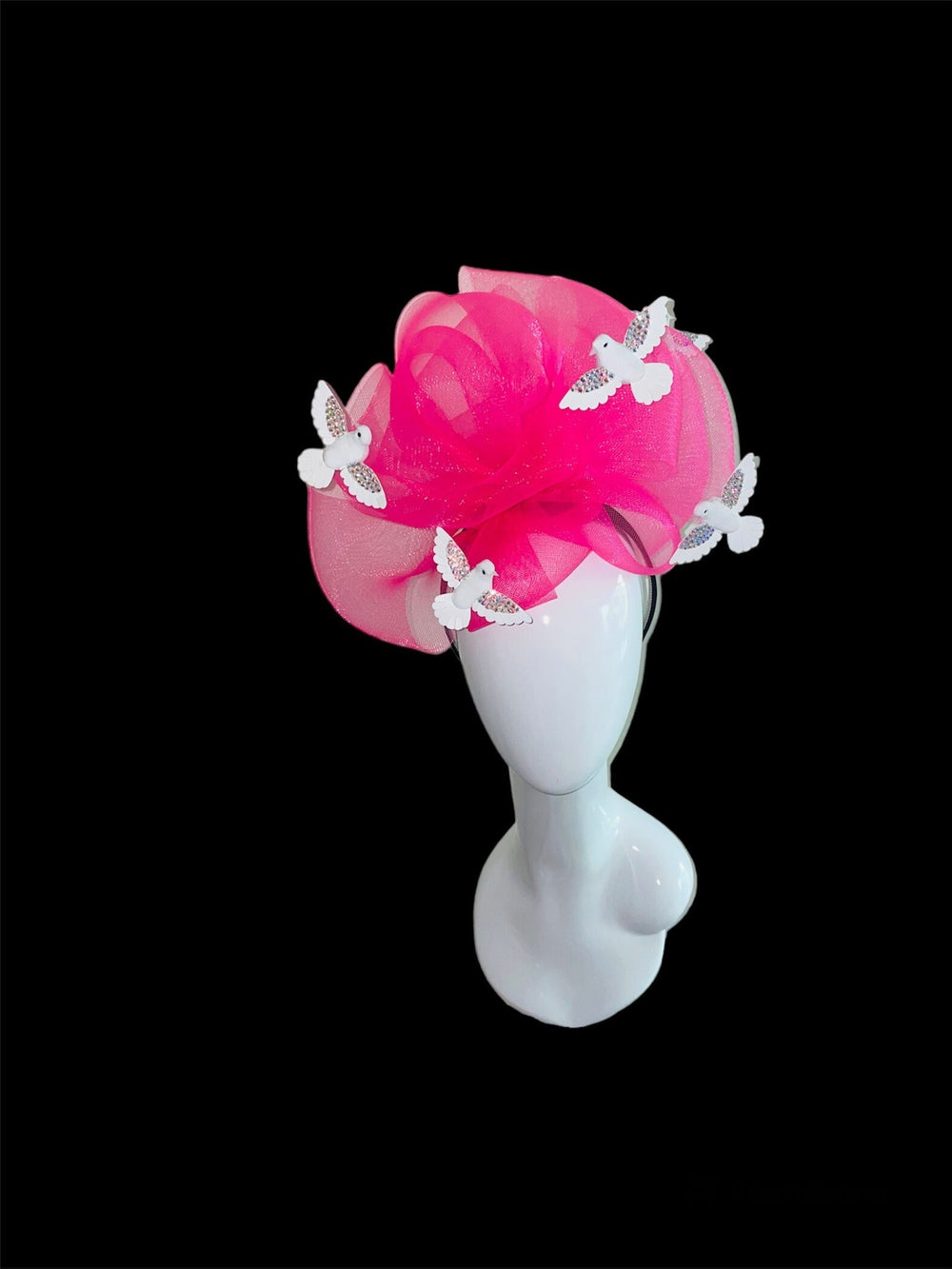 Big Fuschia Pink Crystal Bird Fascinator