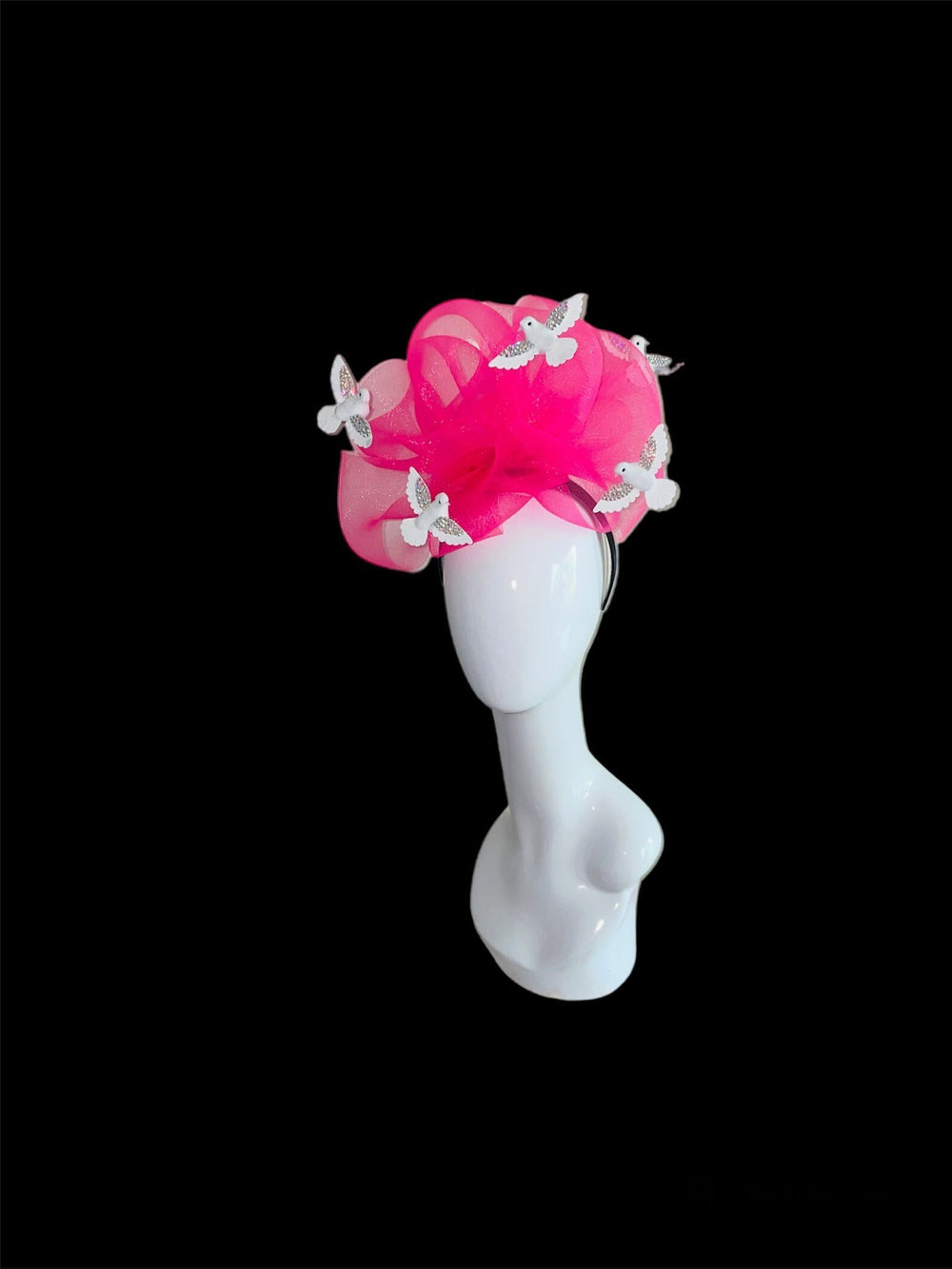 Big Fuschia Pink Crystal Bird Fascinator