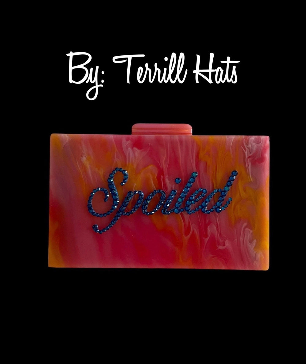 Pink  Crystalled “SPOILED” Acrylic Clutch/Crossbody
