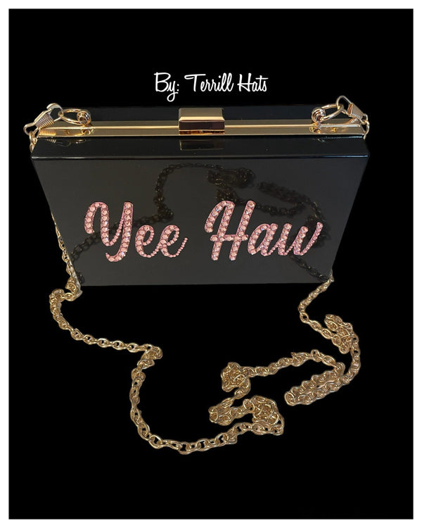 Black & Pink “Hee Haw”  Acrylic Cluth or Crossbody Bag