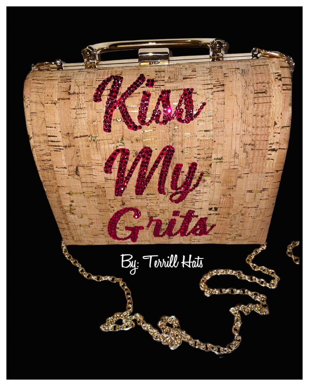 Cork Custom Crystalled “Kiss My Grits Bag”