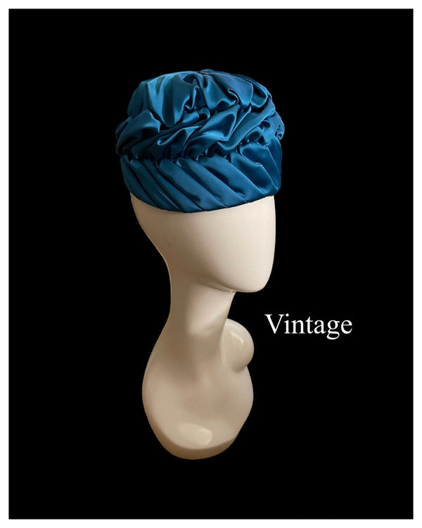 Vintage Turquoise Blue Silk Hat