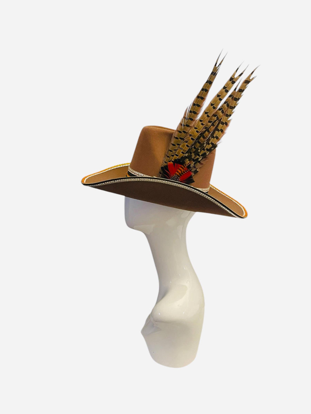 Vintage Western Brown Cowboy Hat Embellished With Swarovski Crystals