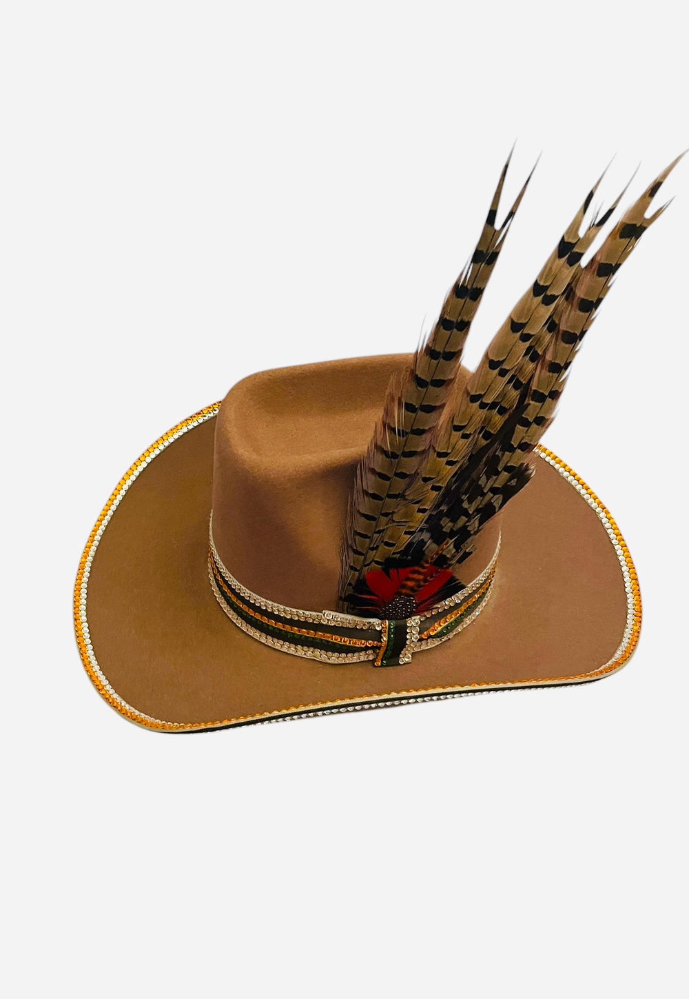Vintage Western Brown Cowboy Hat Embellished With Swarovski Crystals