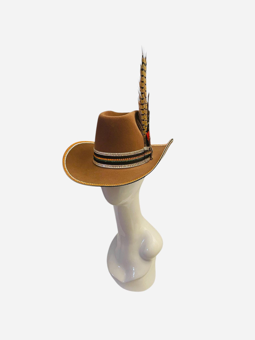 Vintage Western Brown Cowboy Hat Embellished With Swarovski Crystals