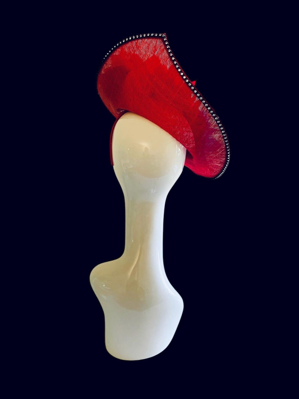 Bombshell Kentucky Derby Fascinator With Pink, Red & Blue Feathers