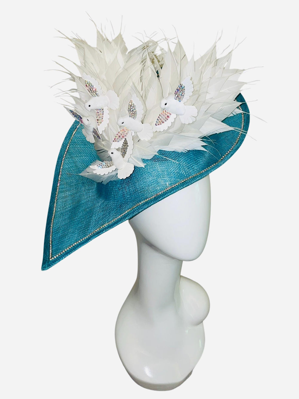 Blue and White Crystal Bird Fascinator