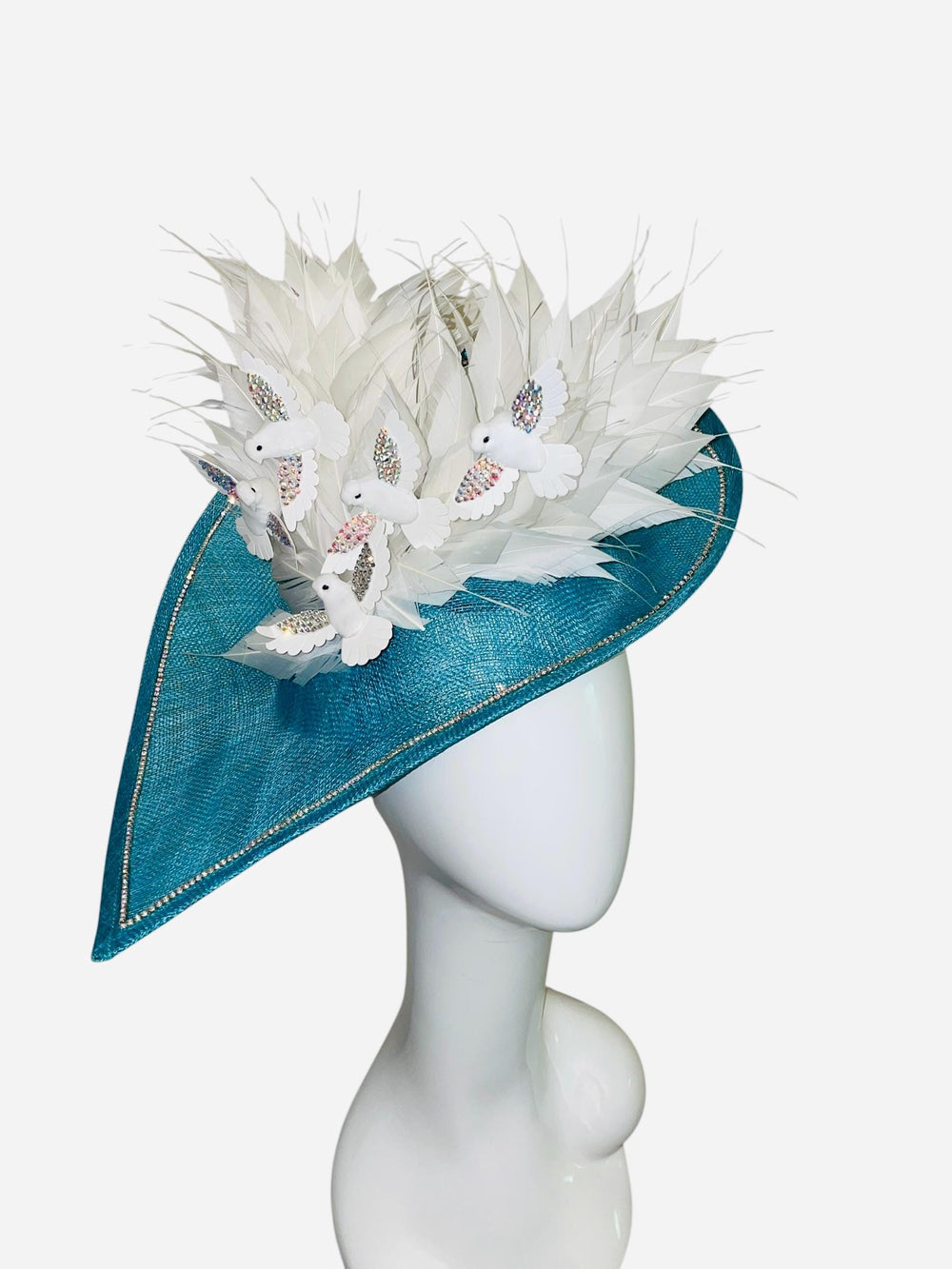 Blue and White Crystal Bird Fascinator