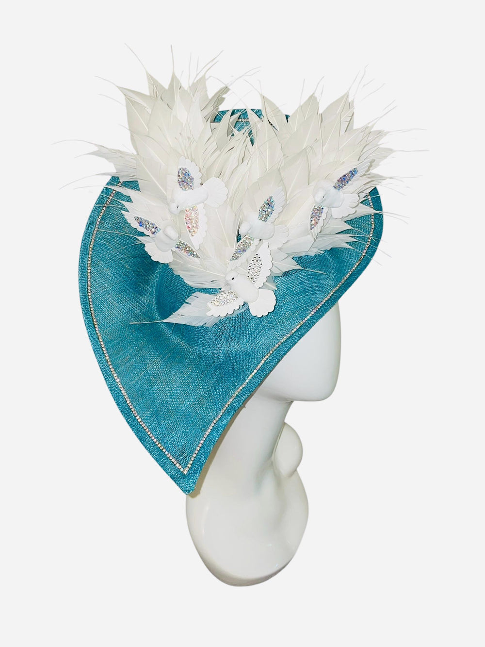 Blue and White Crystal Bird Fascinator