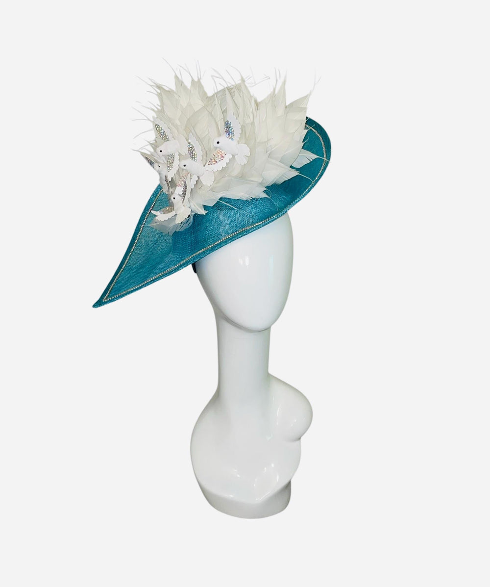 Blue and White Crystal Bird Fascinator