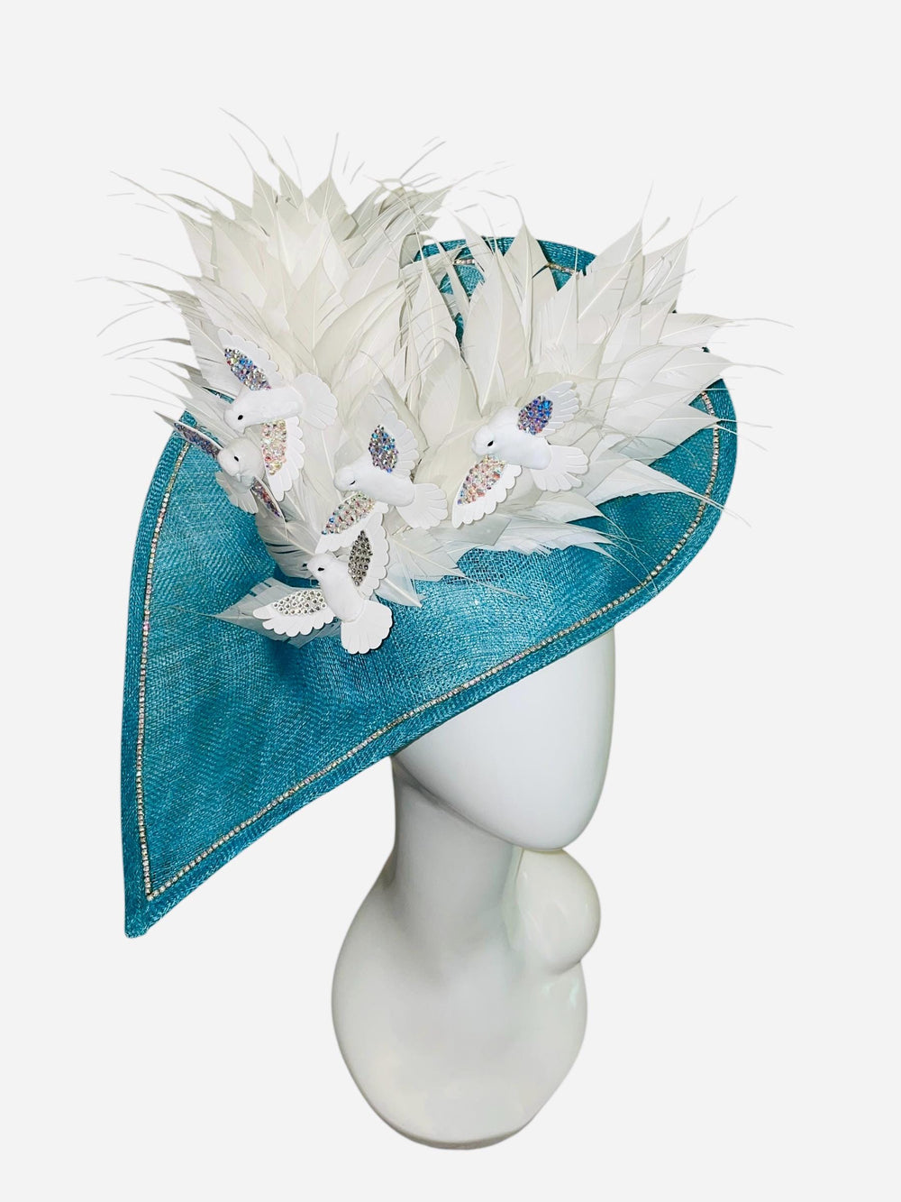 Blue and White Crystal Bird Fascinator