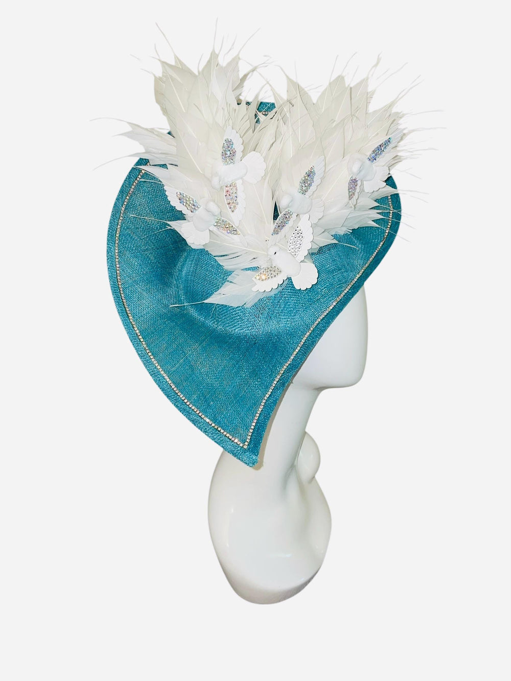 Blue and White Crystal Bird Fascinator