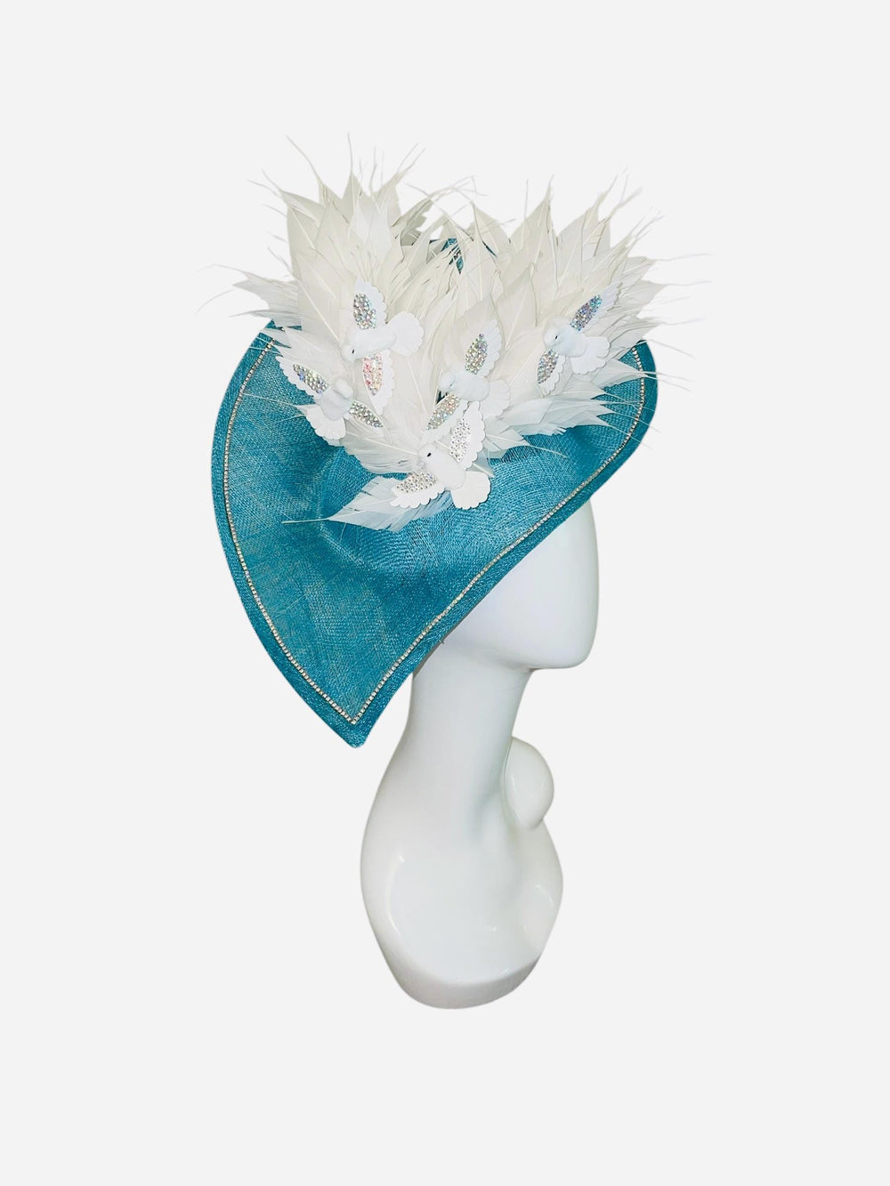 Blue and White Crystal Bird Fascinator