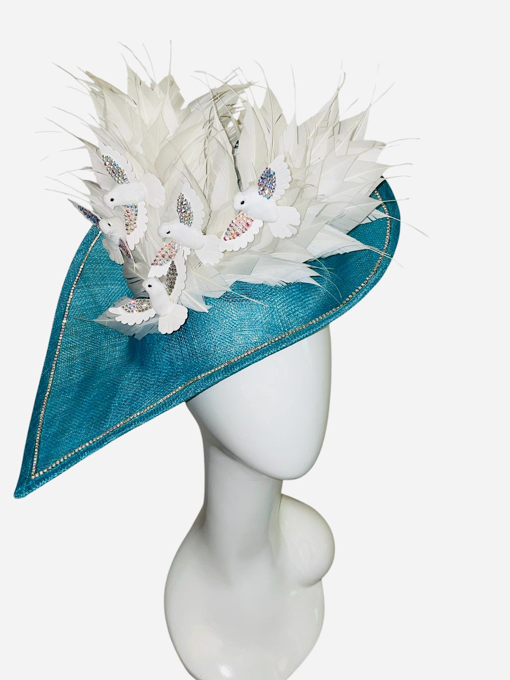 Blue and White Crystal Bird Fascinator