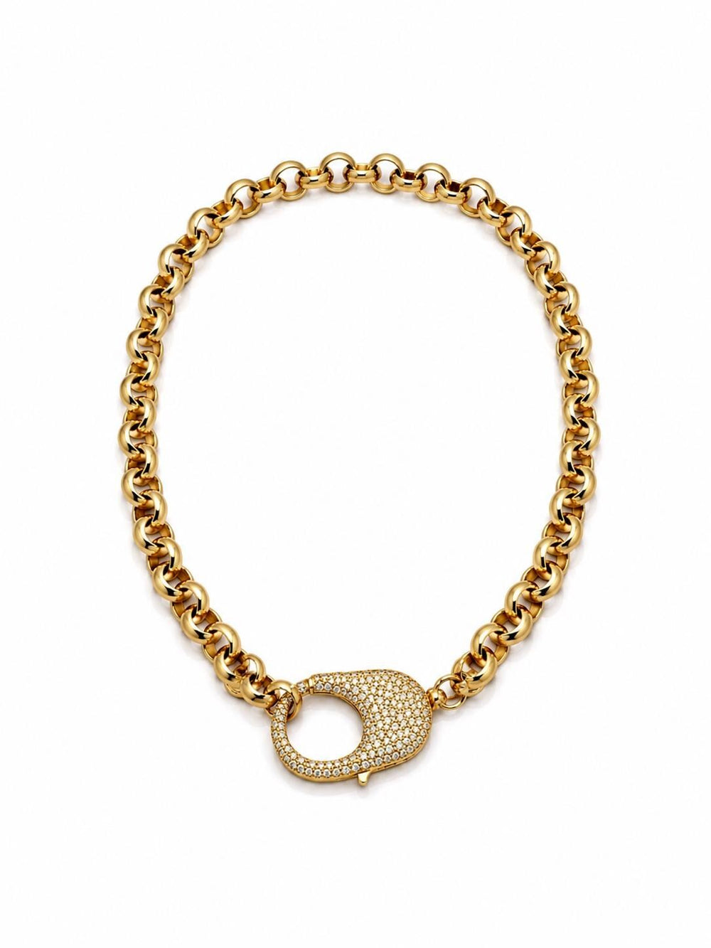 The Heiress Necklace — Pavé Lock with Box Chain