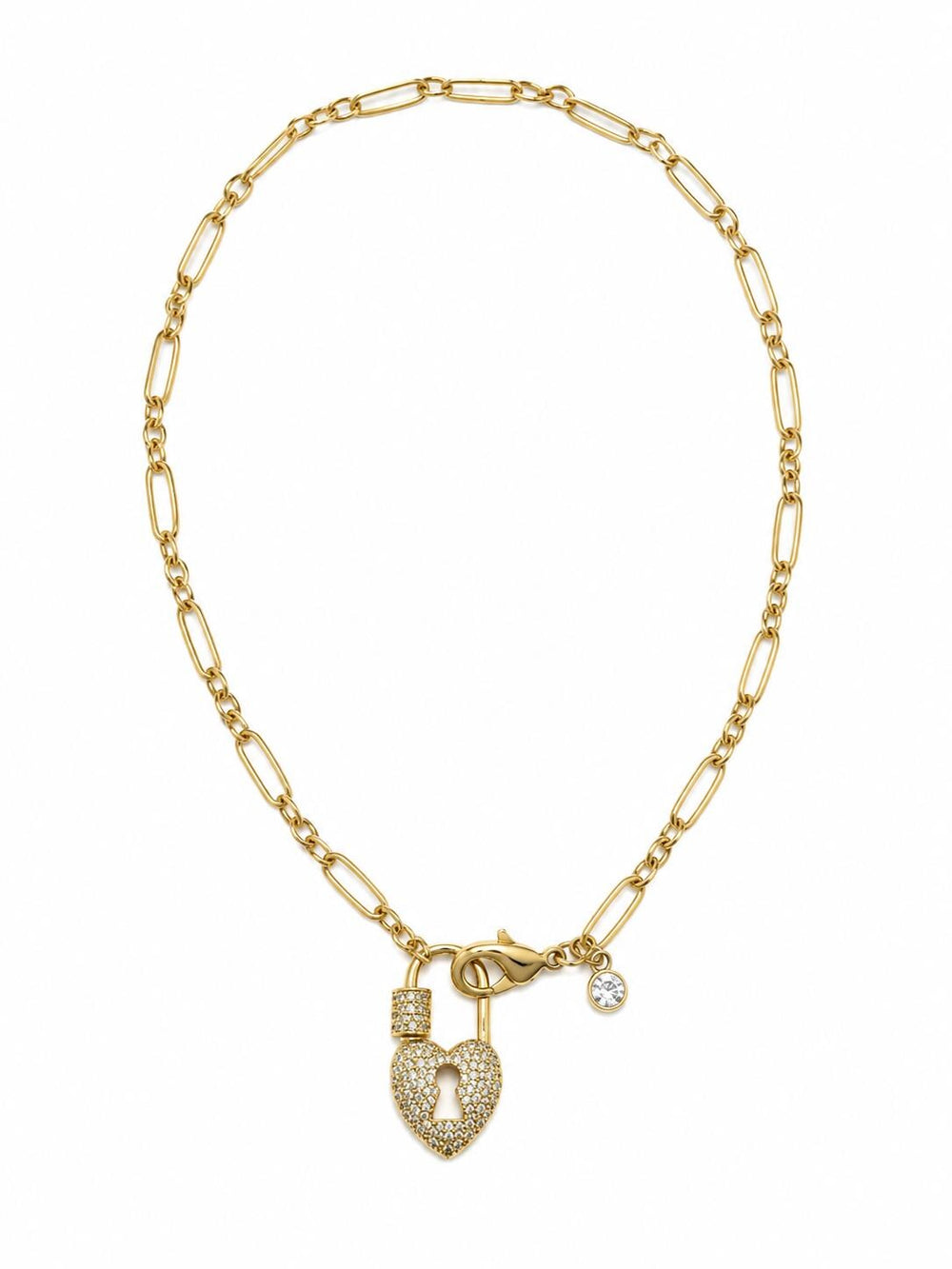 The "Icon Lock" Pavé Heart Lock Gold or Silver Necklace