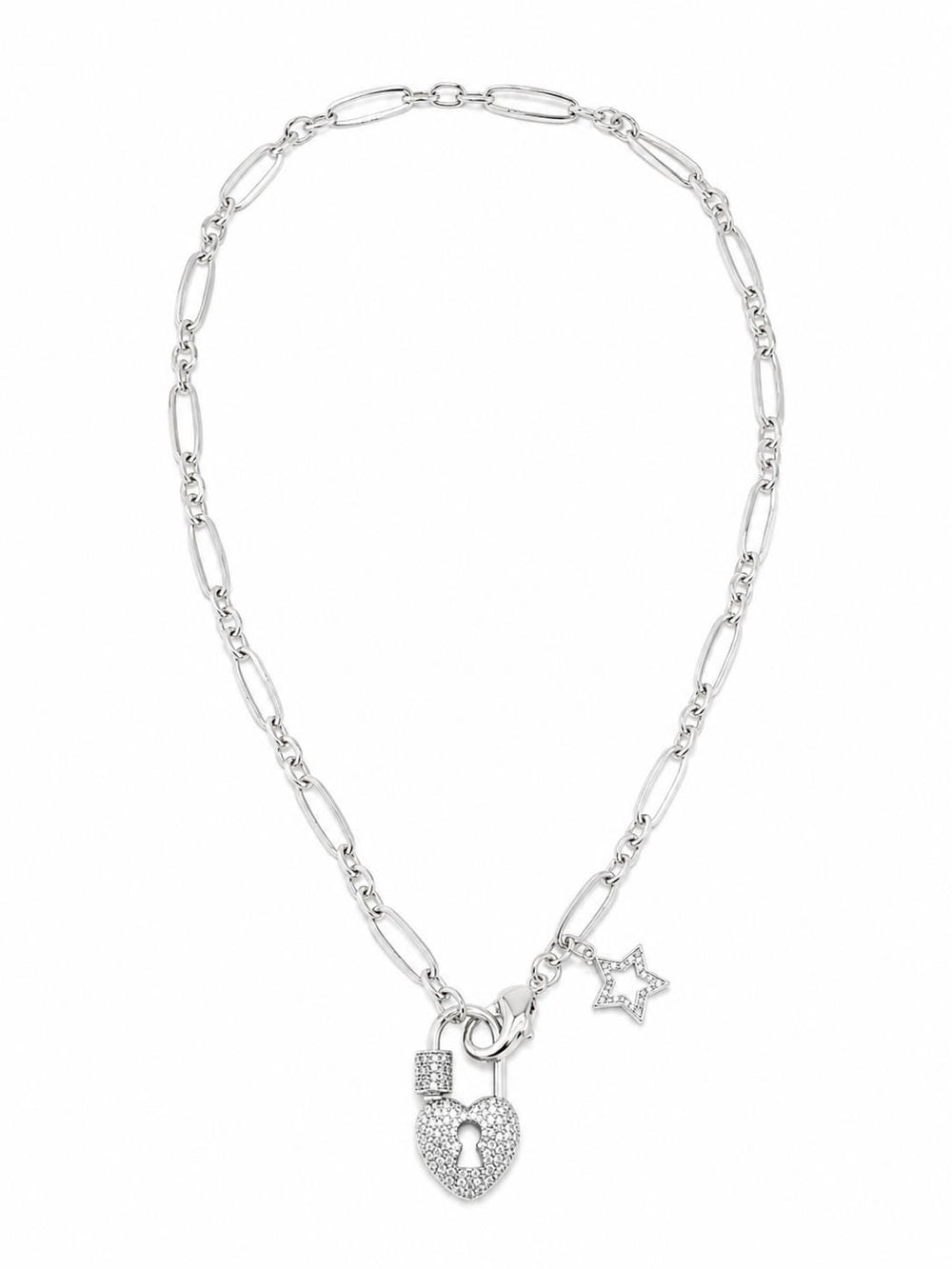 The "Icon Lock" Pavé Heart Lock Gold or Silver Necklace