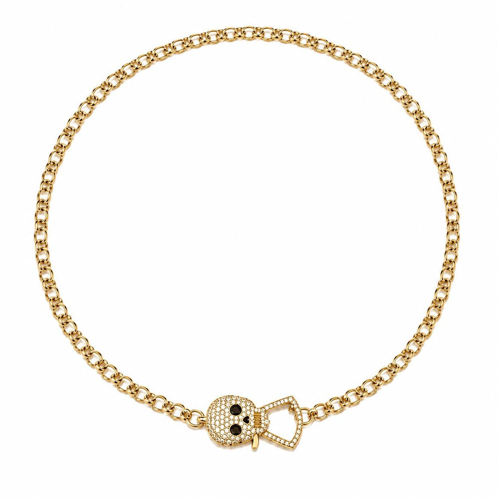 Sugar & Sin Gold Pavé Skull Necklace