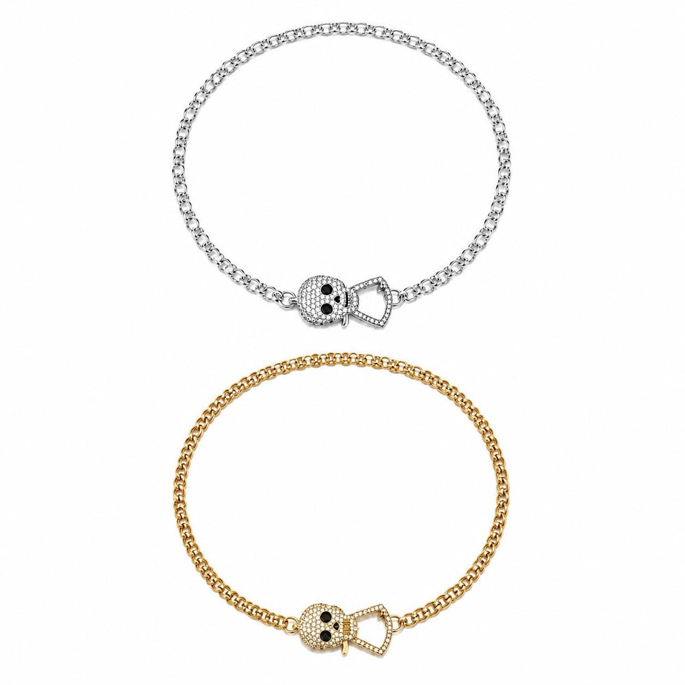 Sugar & Sin Gold Pavé Skull Necklace