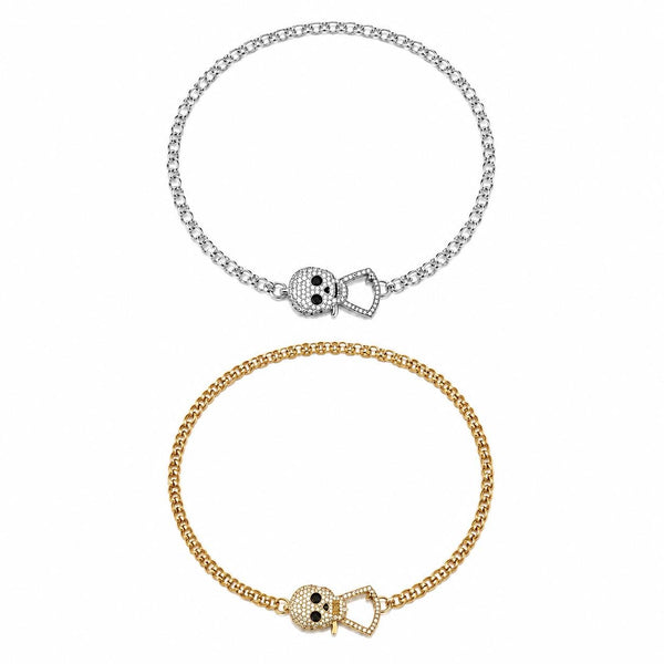 Sugar & Sin Gold Pavé Skull Necklace