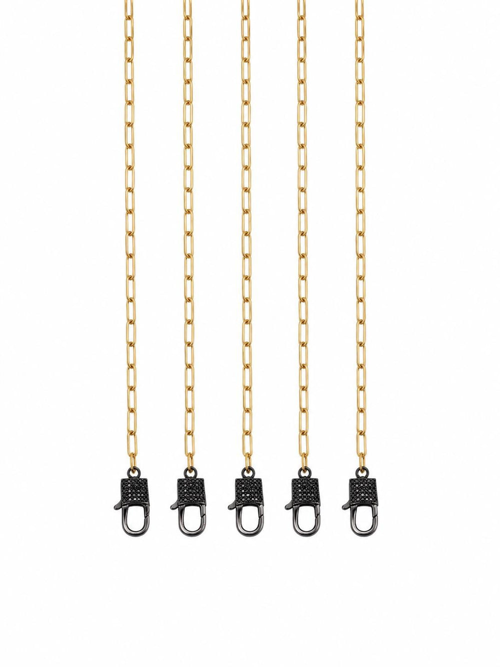 Pave Midnight Lock Paper Clip Chain Necklace
