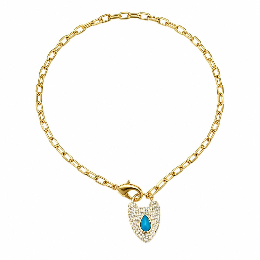 Kiss of Chaos Pavé Heart Gold Chain Necklace